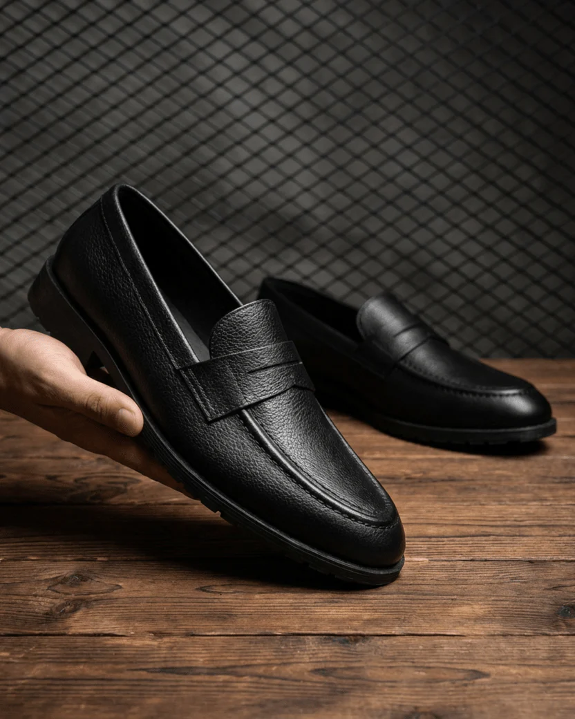 Black Chunky Loafer - Genuine Leather - Image 4