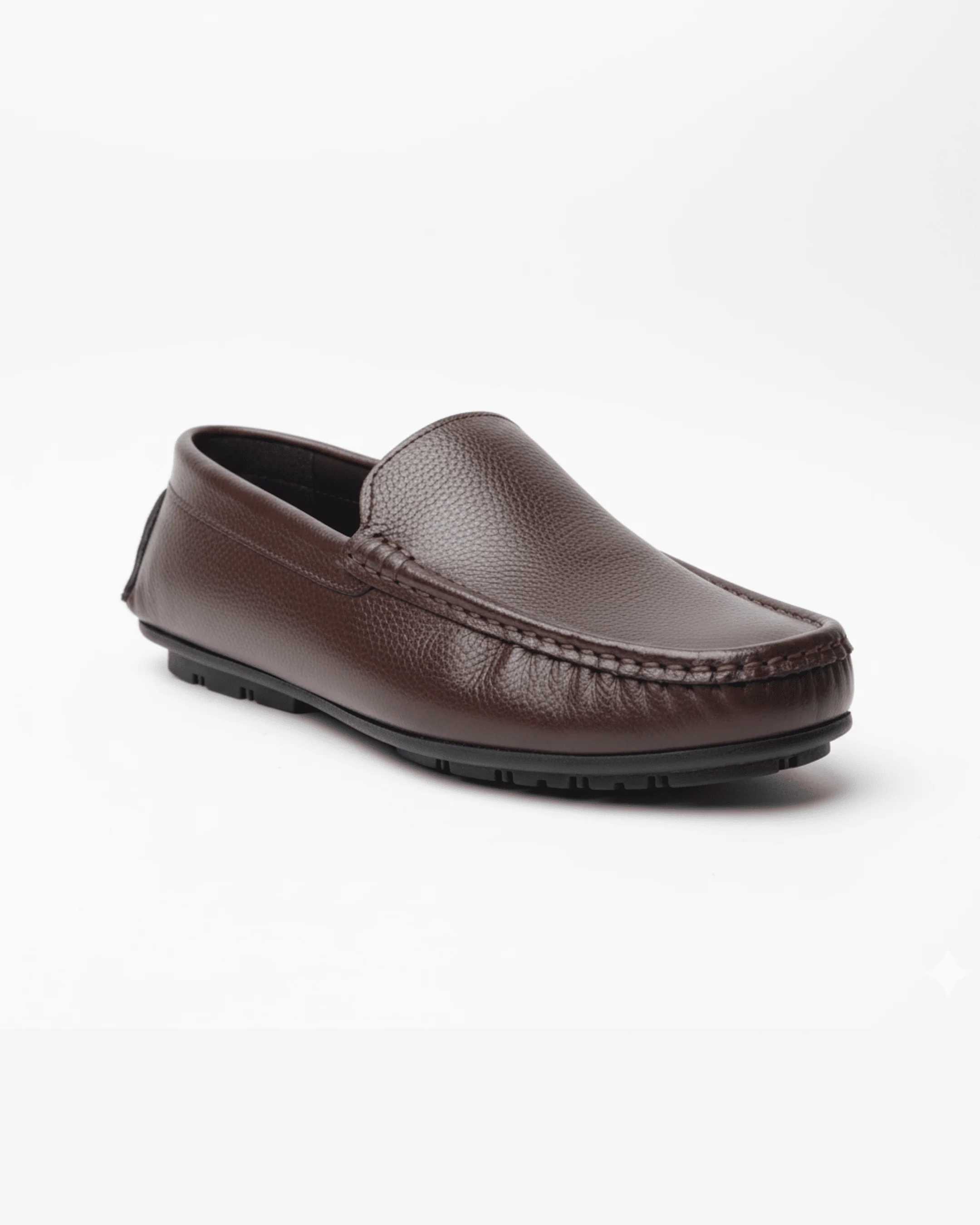 Handcrafted Leather Slip-On Moccasins Chocolate Brown - Image 3