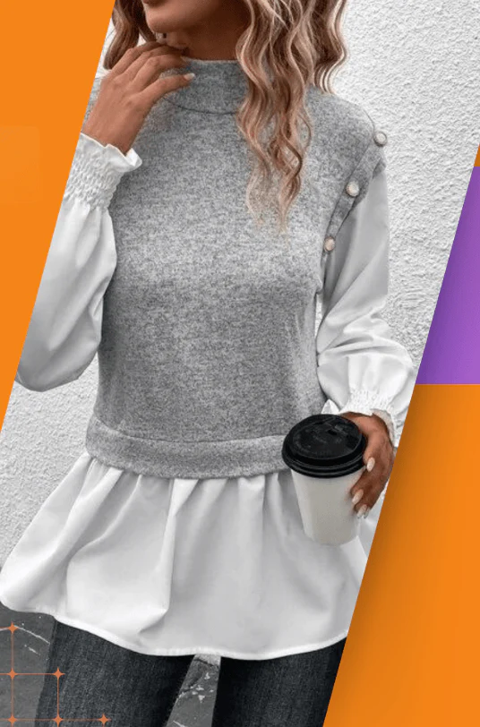High mock turtleneck in a ribbed knit texture dress - Image 2