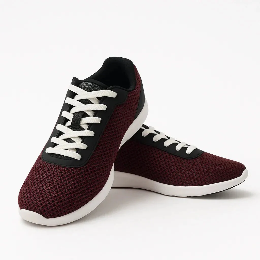 Casual Knit Sneakers – Maroon & Black - Image 3