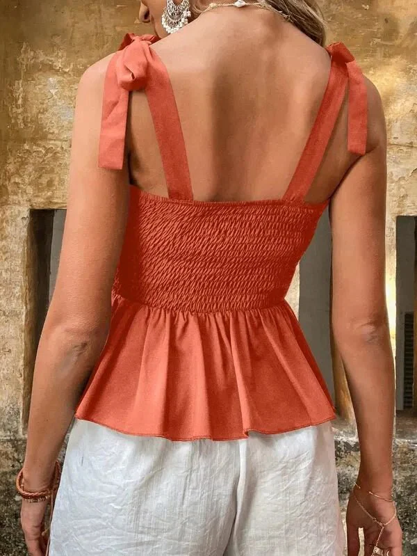 Off the shoulder strap top with drawstring and gathered peplum hem (Code-SY17) - Image 23
