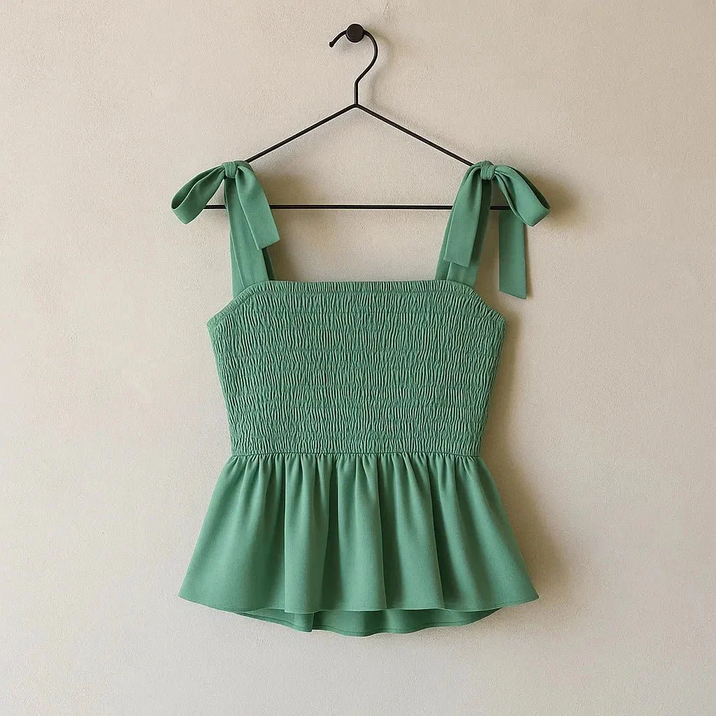 Off the shoulder strap top with drawstring and gathered peplum hem (Code-SY17) - Image 5
