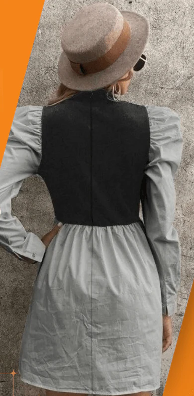 Two-Tone Mock Neck Mini dress - Image 3